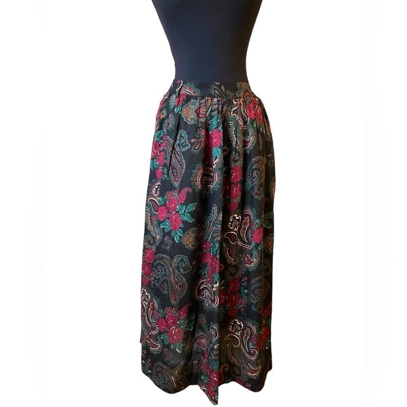 Vintage Pliers Black Floral A-Line Skirt - Picture 9 of 13